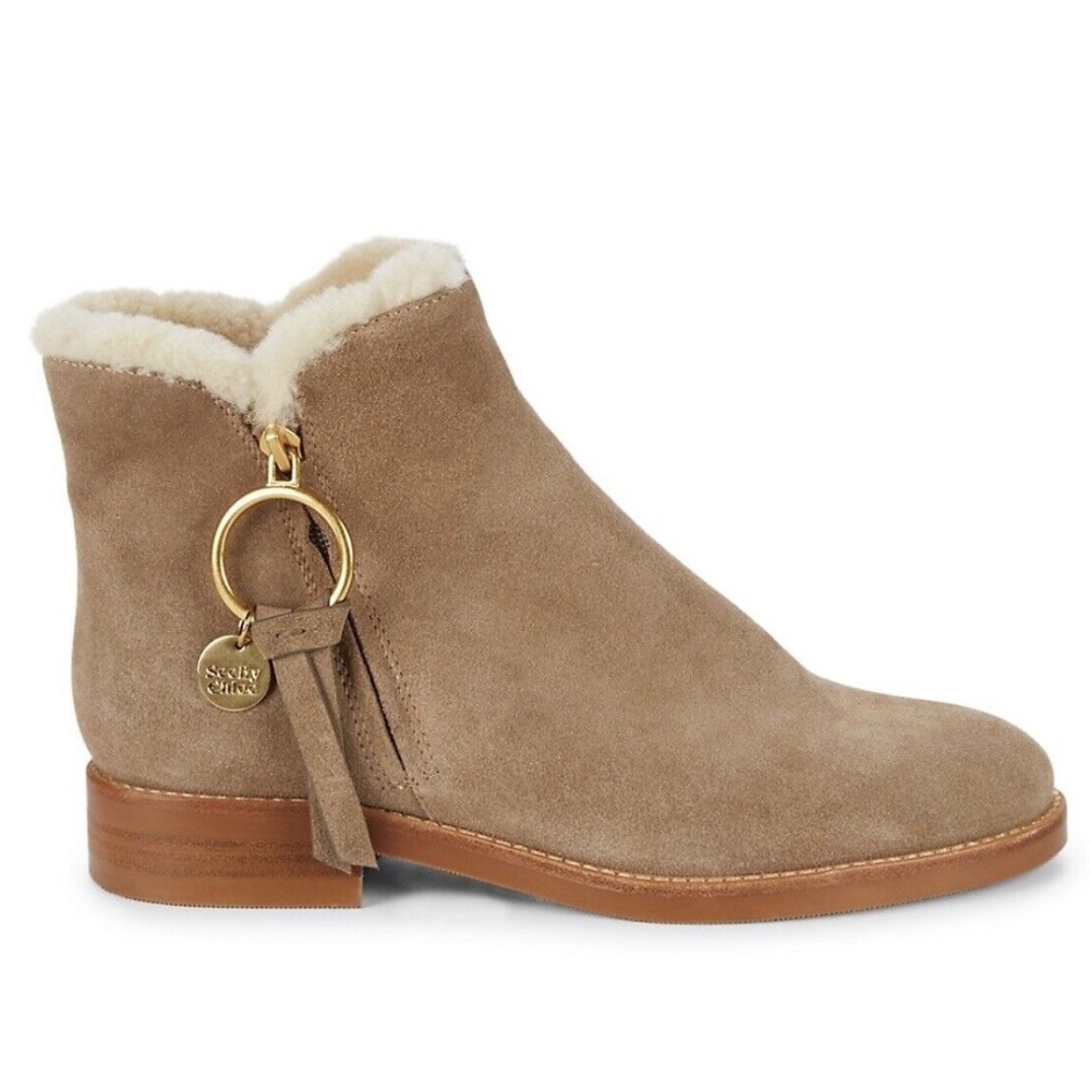See by Chloe Louise Shearling Ankle Boot - Crosta Taupe